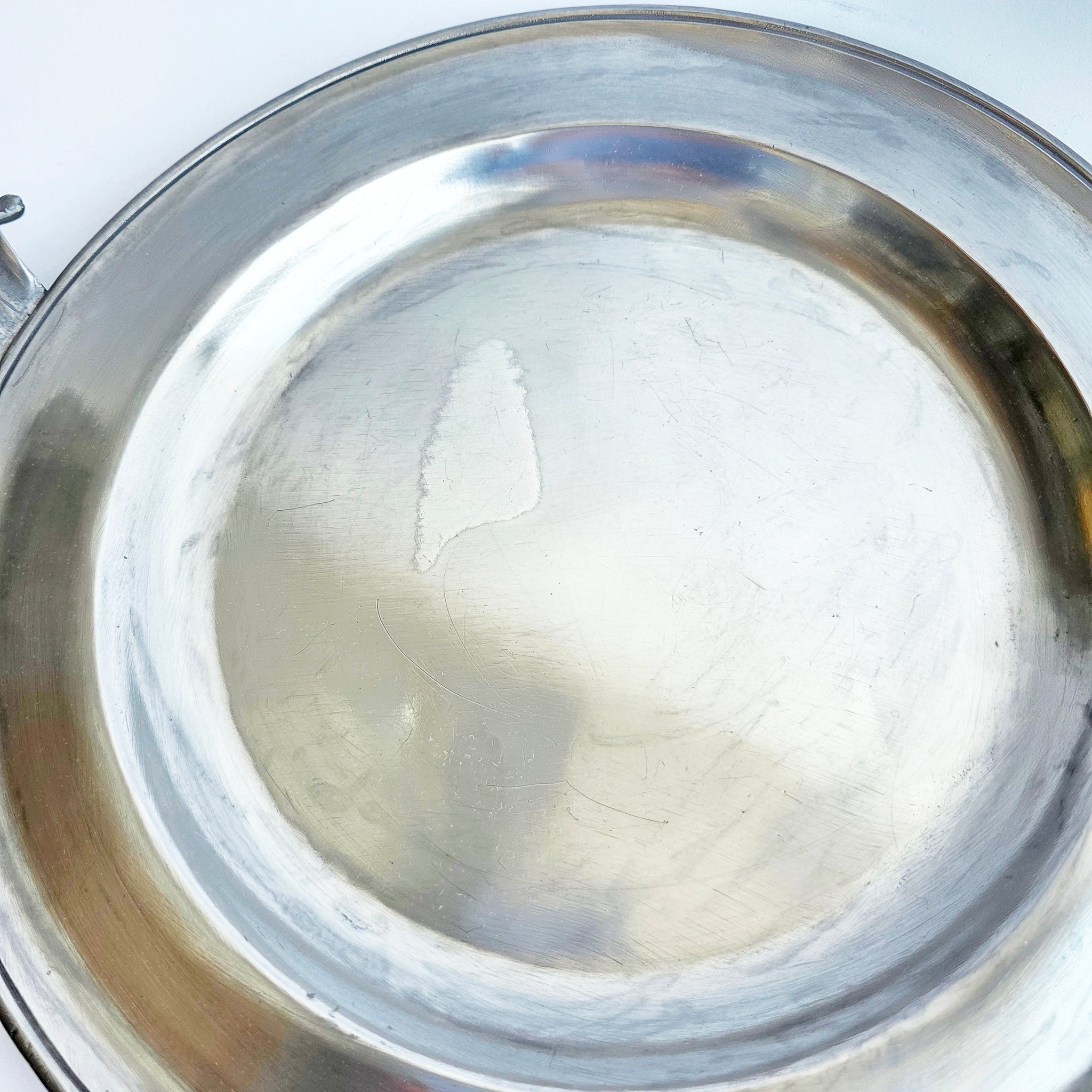 Vintage round Italian pewter tray