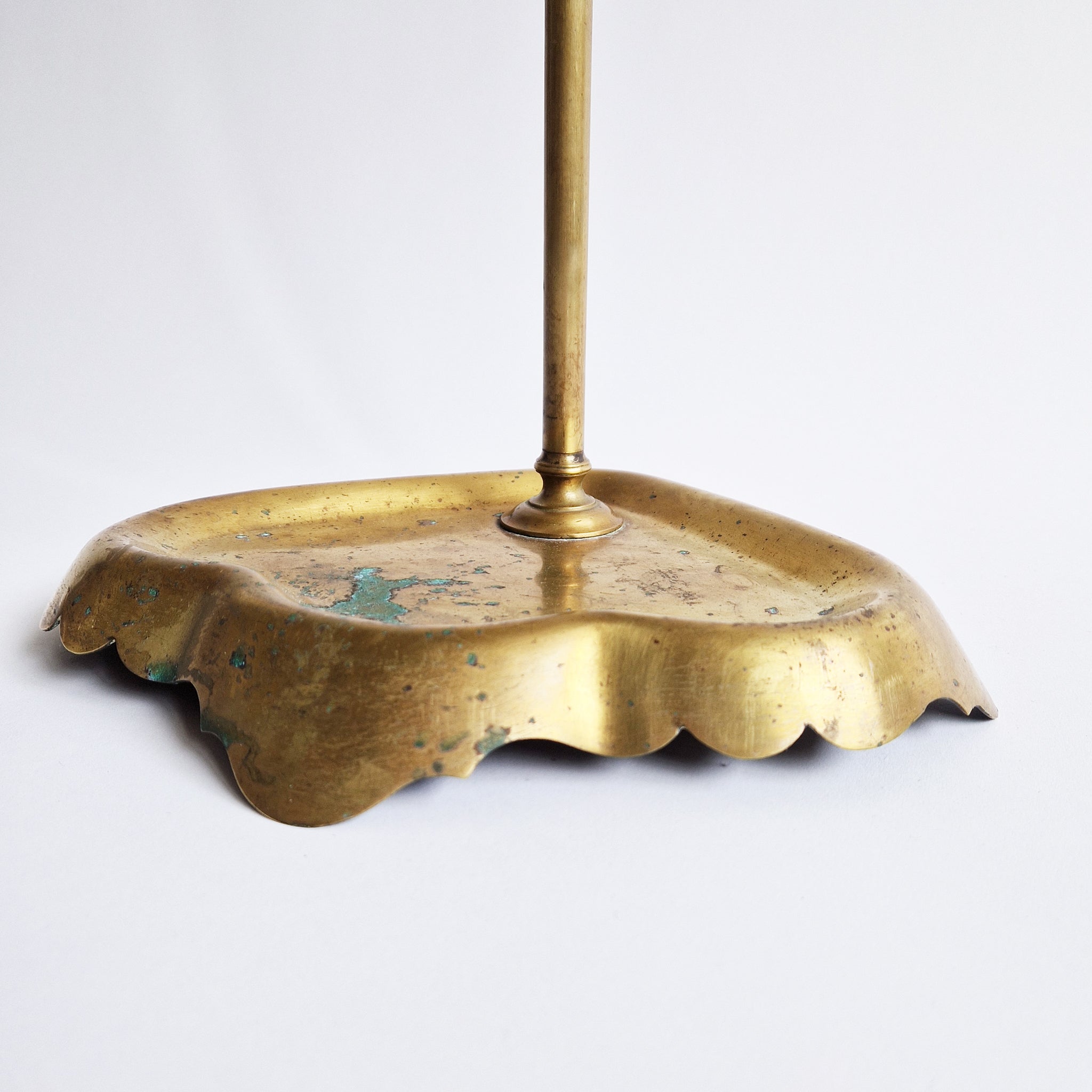 Antique brass fireplace tool stand