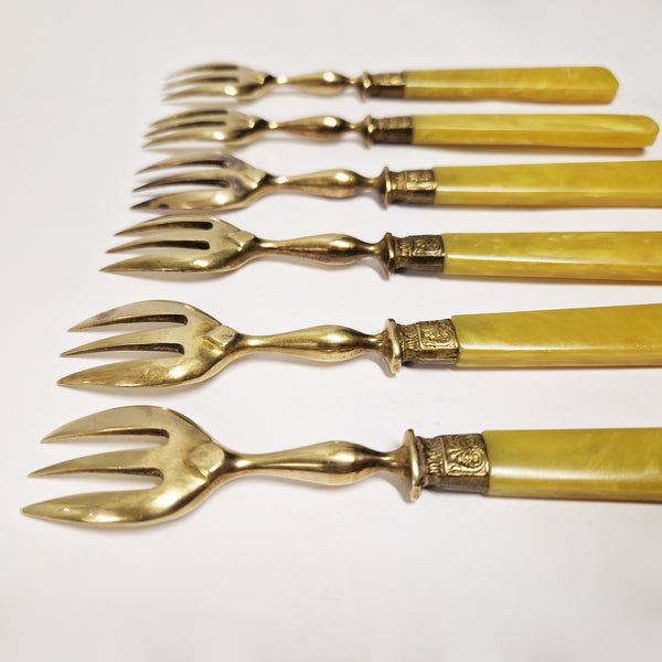 Vintage French brass fork set of 2