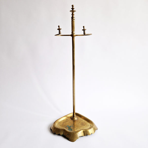 Antique brass fireplace tool stand