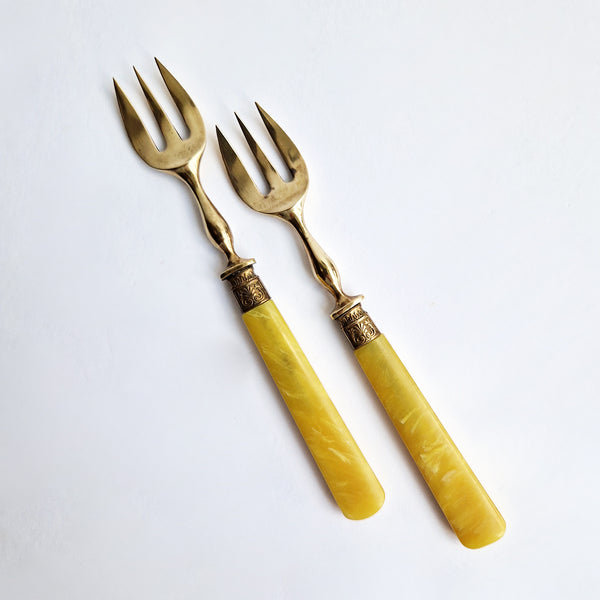 Vintage French brass fork set of 2