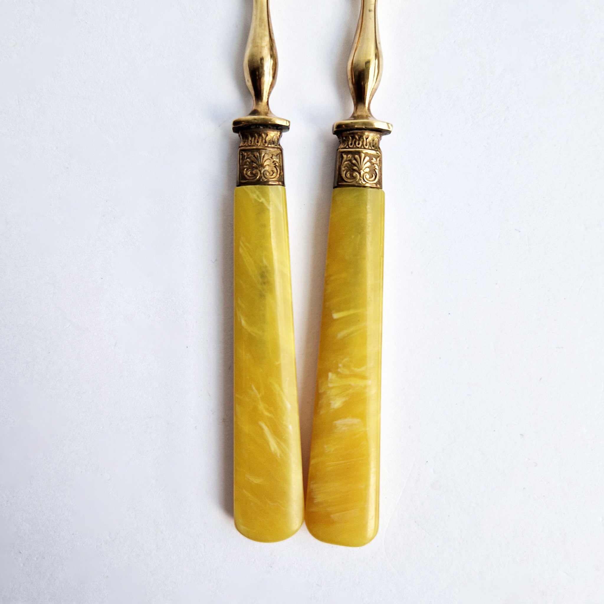 Vintage French brass fork set of 2