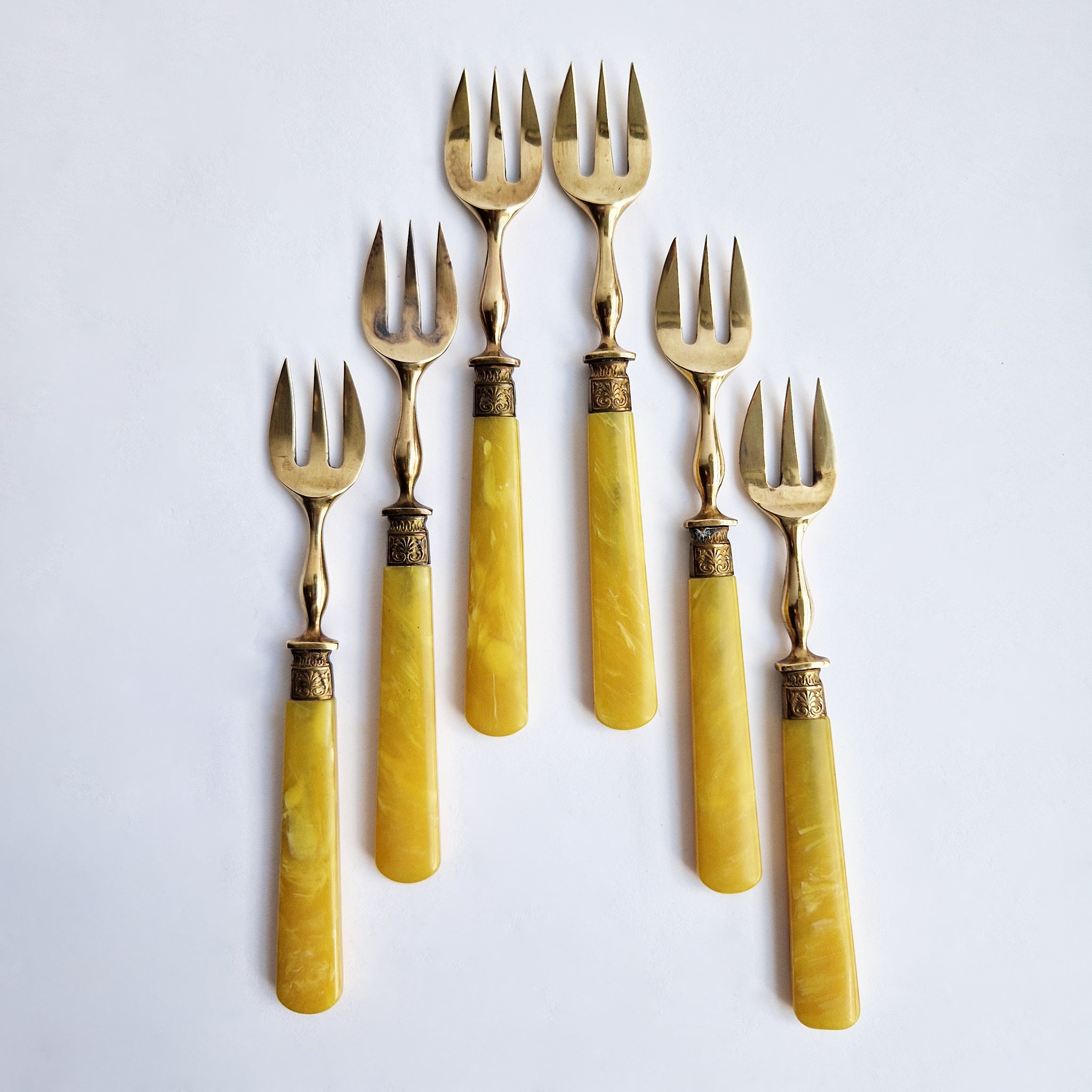 Vintage French brass fork set of 2