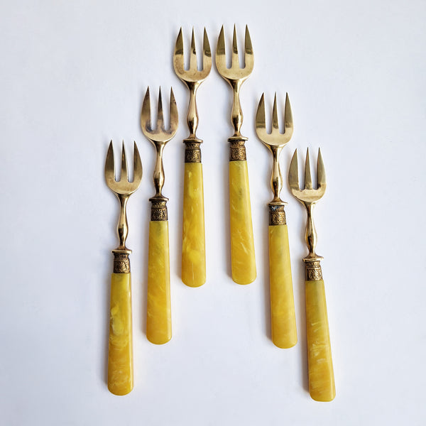 Vintage French brass fork set of 2