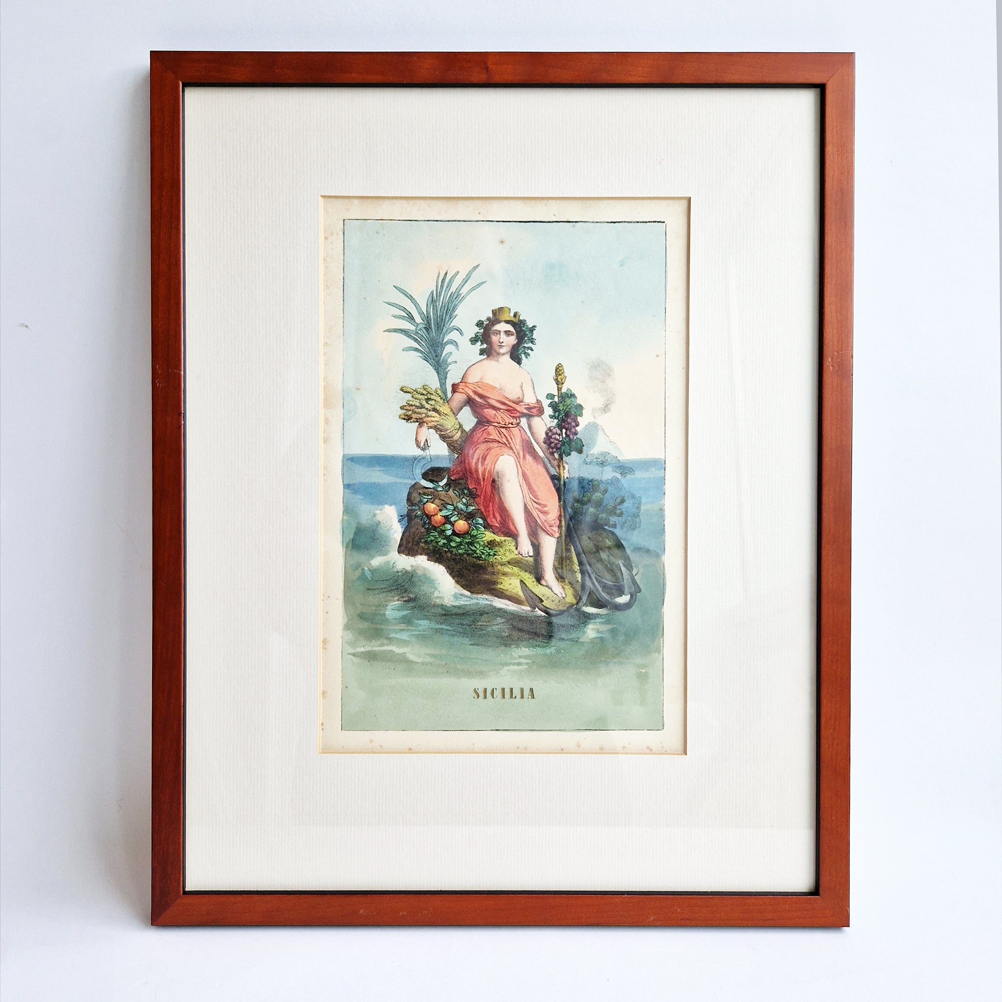 Antique Italian print of Sicily