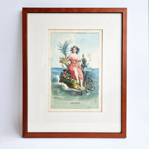 Antique Italian print of Sicily
