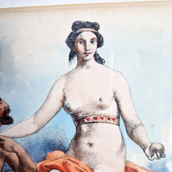 Antique Italian print of the Roman gods Vulcan and Venus