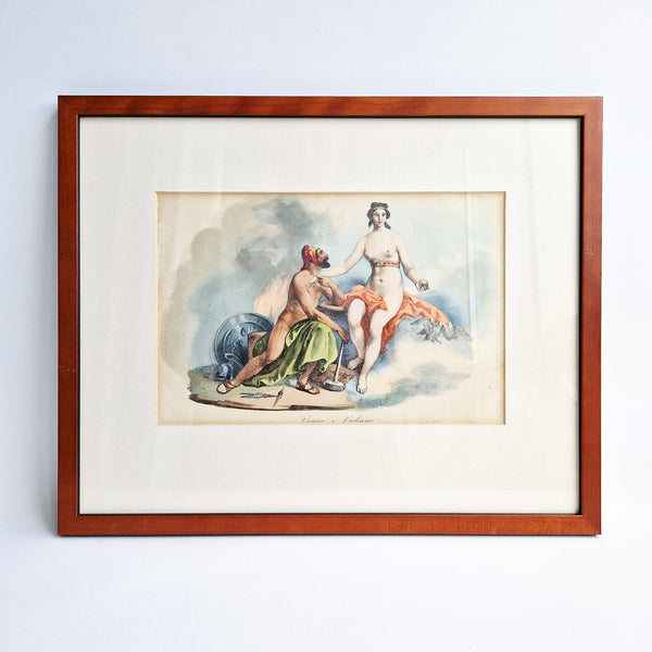 Antique Italian print of the Roman gods Vulcan and Venus