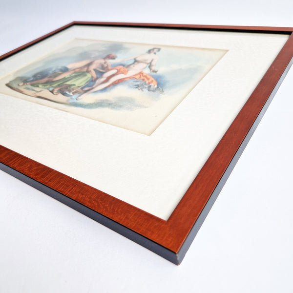 Antique Italian print of the Roman gods Vulcan and Venus