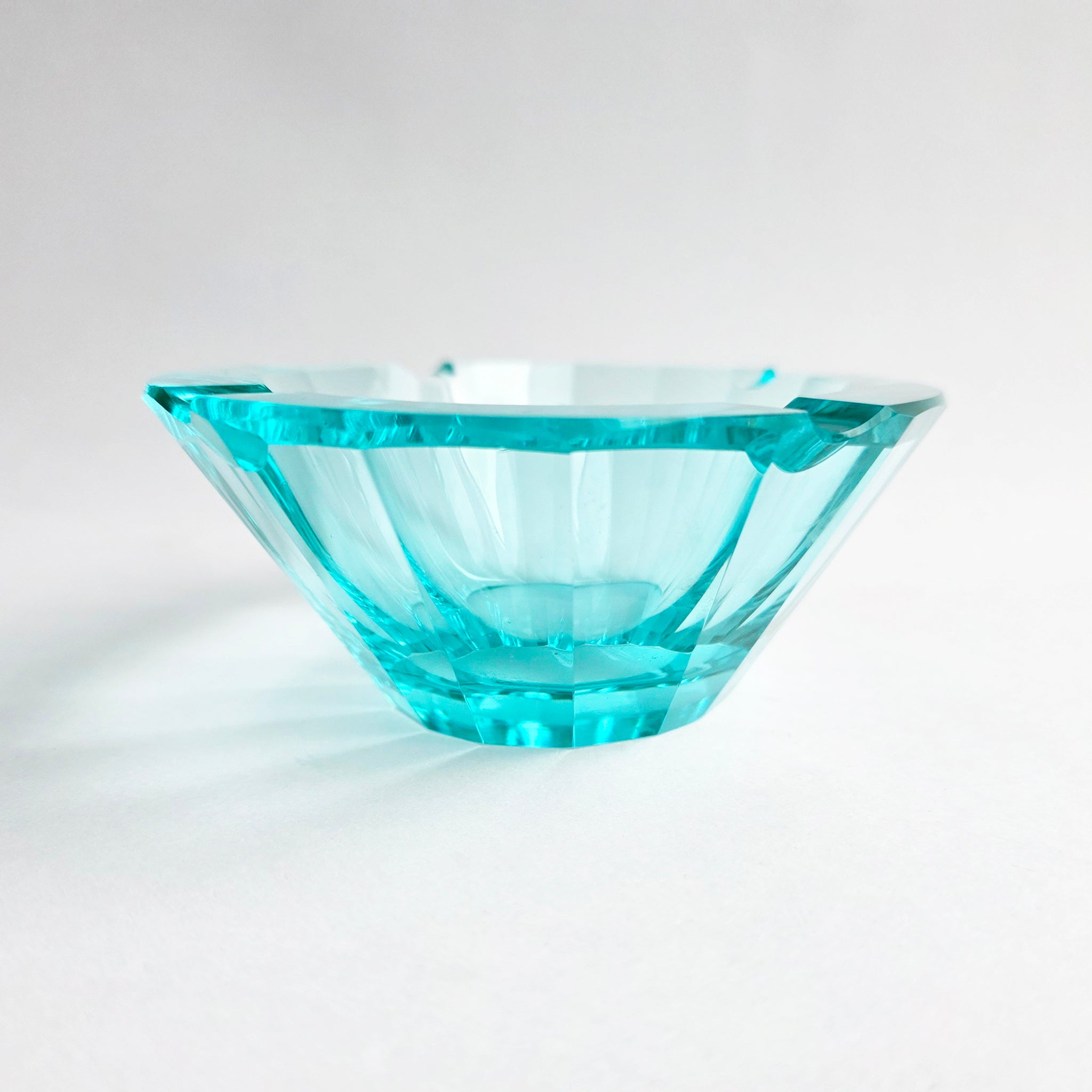Mid-century Bohemian crystal glass ashtray bowl