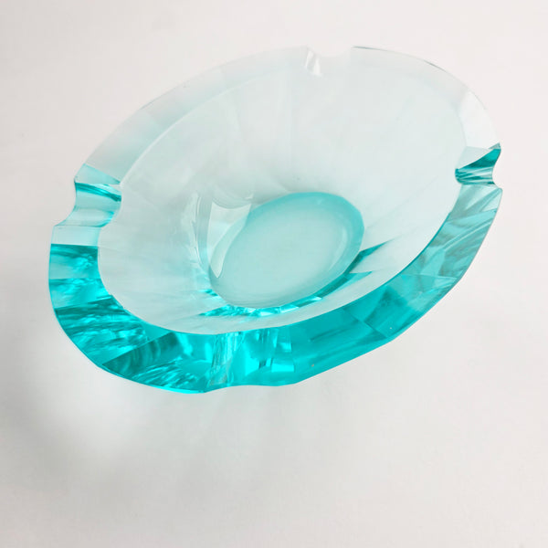 Mid-century Bohemian crystal glass ashtray bowl