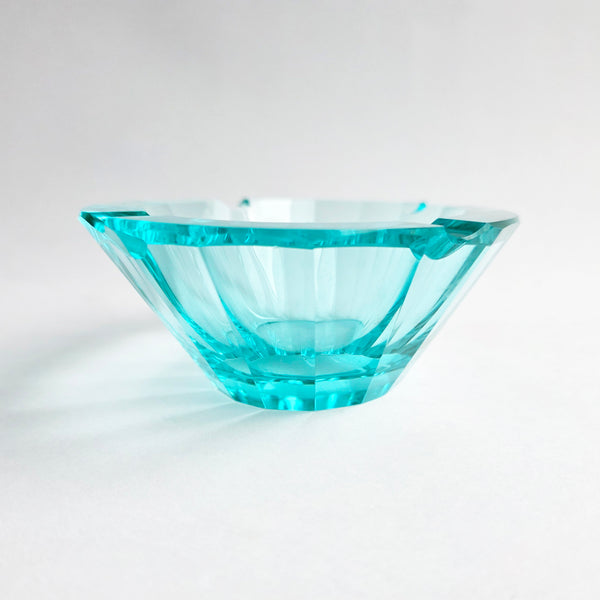 Mid-century Bohemian crystal glass ashtray bowl