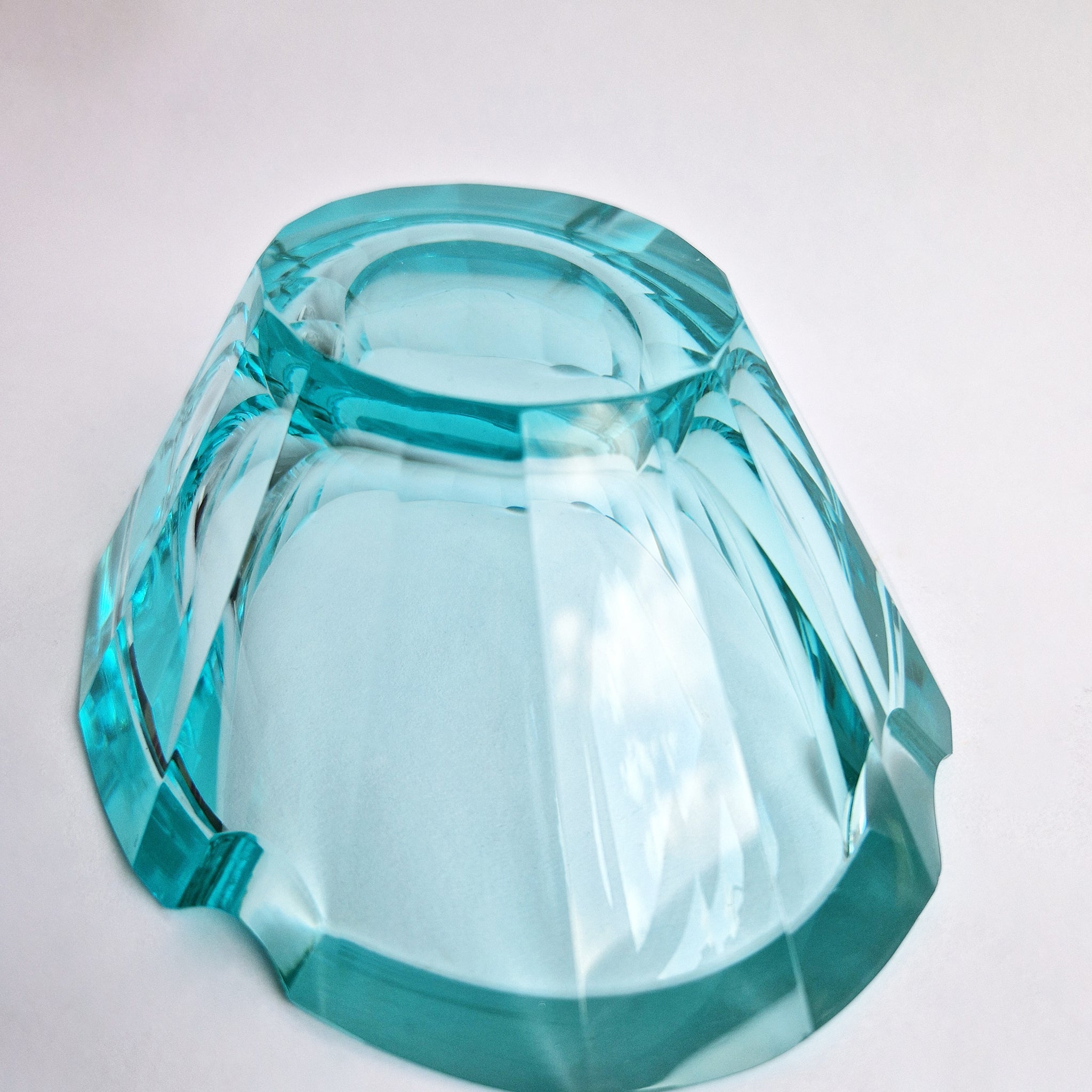 Mid-century Bohemian crystal glass ashtray bowl