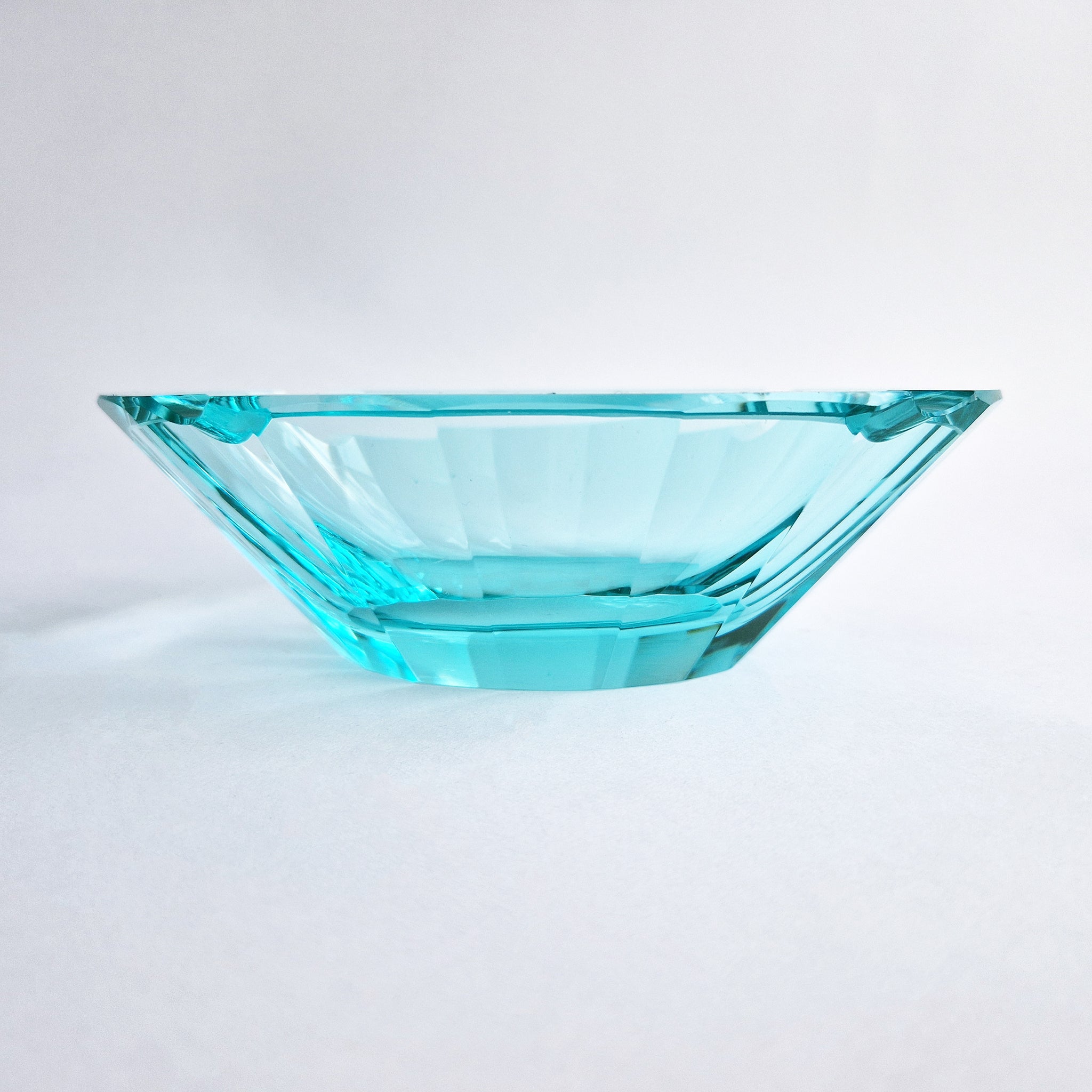 Mid-century Bohemian crystal glass ashtray bowl