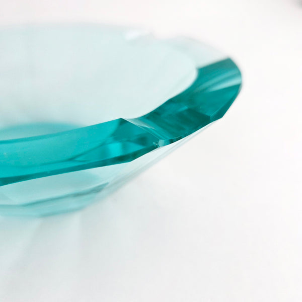 Mid-century Bohemian crystal glass ashtray bowl