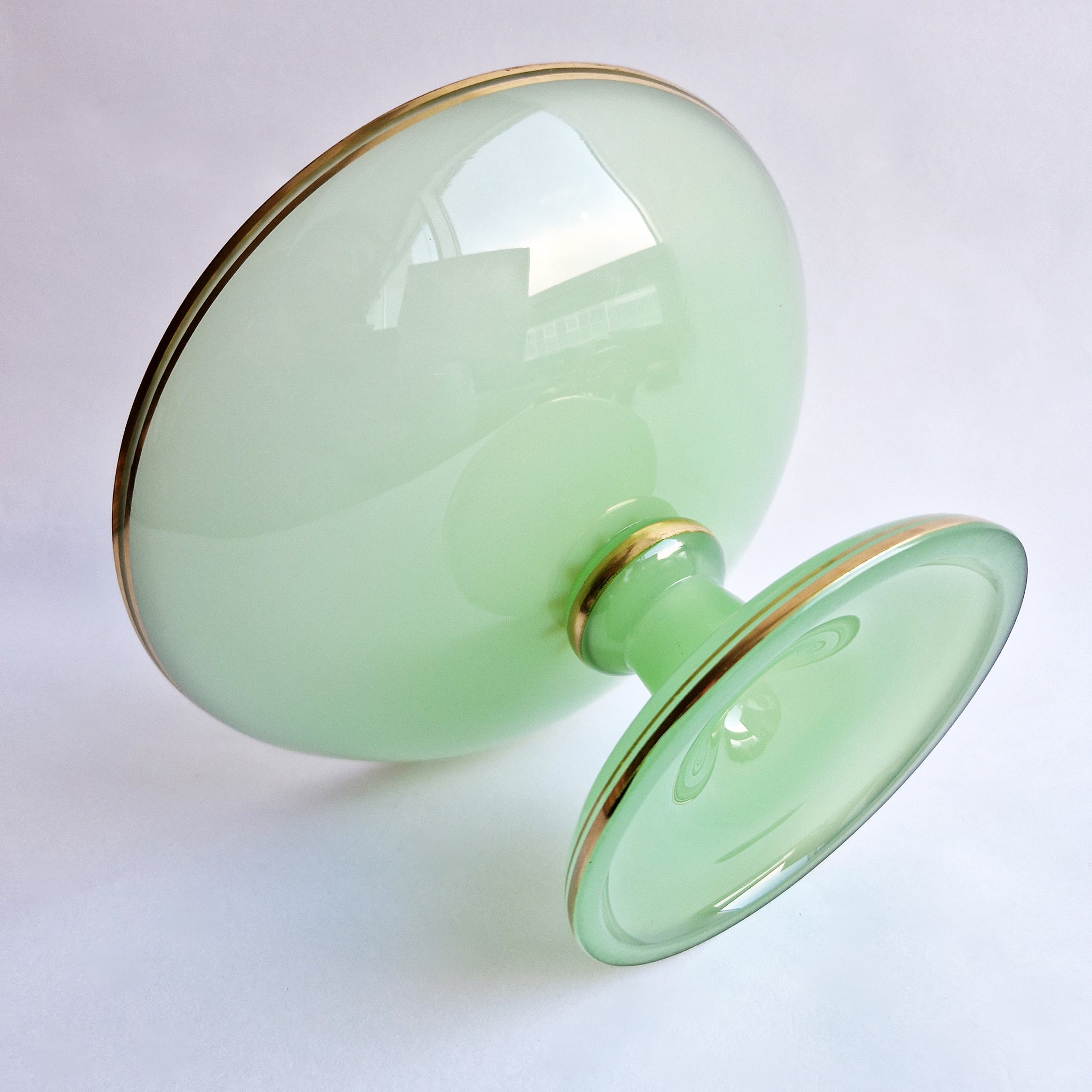 1930s jade green glass fruit stand