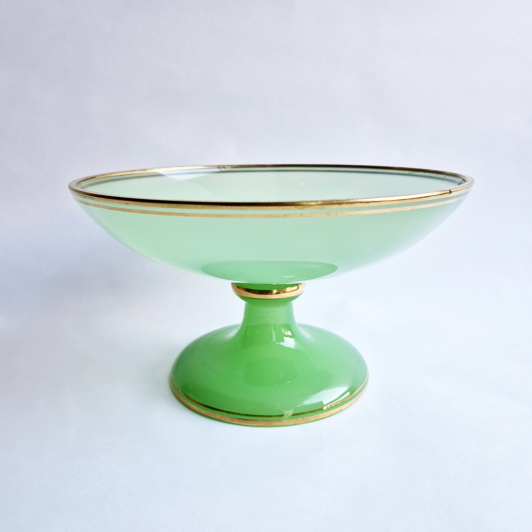 1930s jade green glass fruit stand