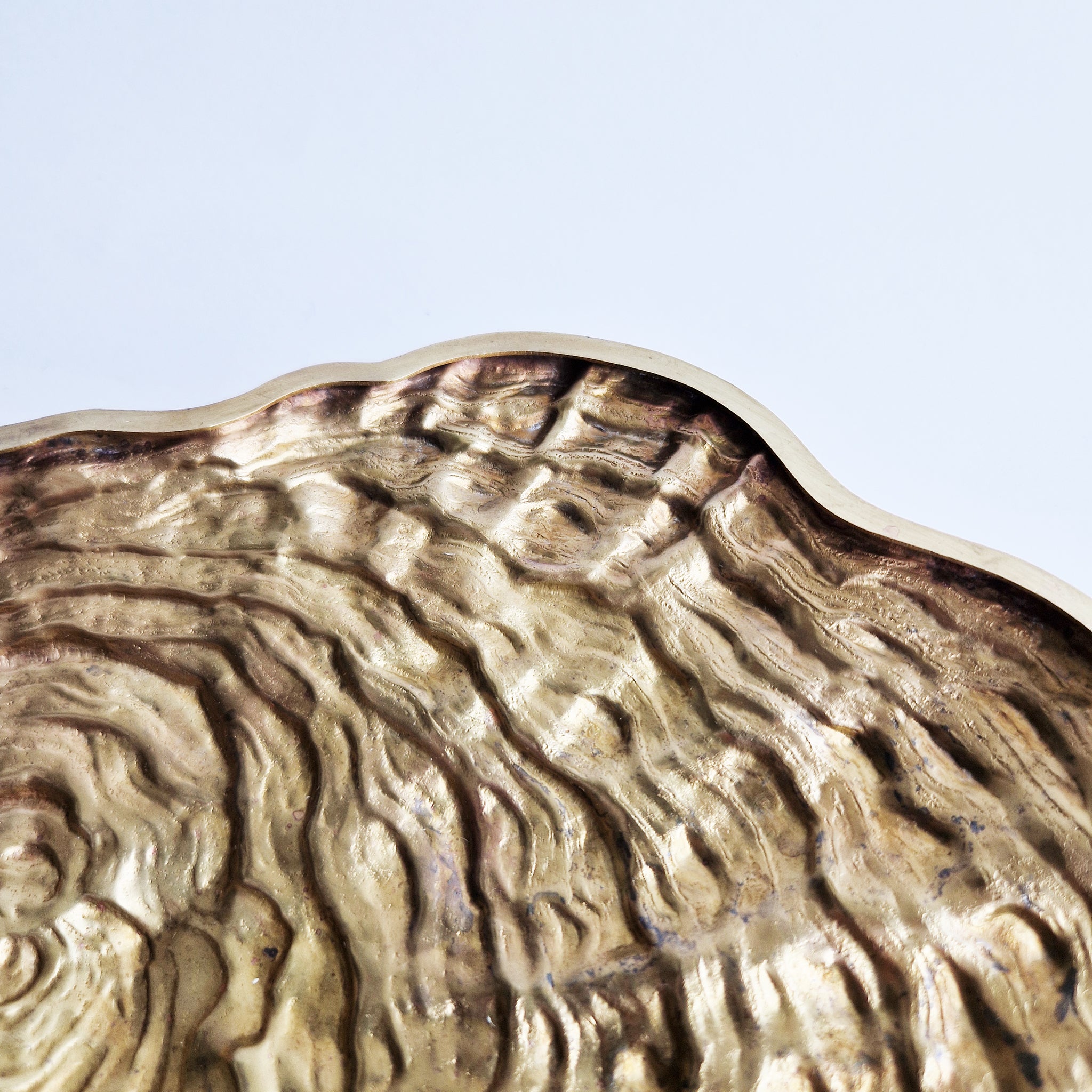 Large vintage brass oyster-shell box