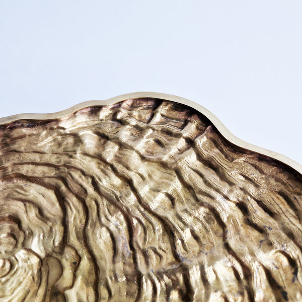 Large vintage brass oyster-shell box