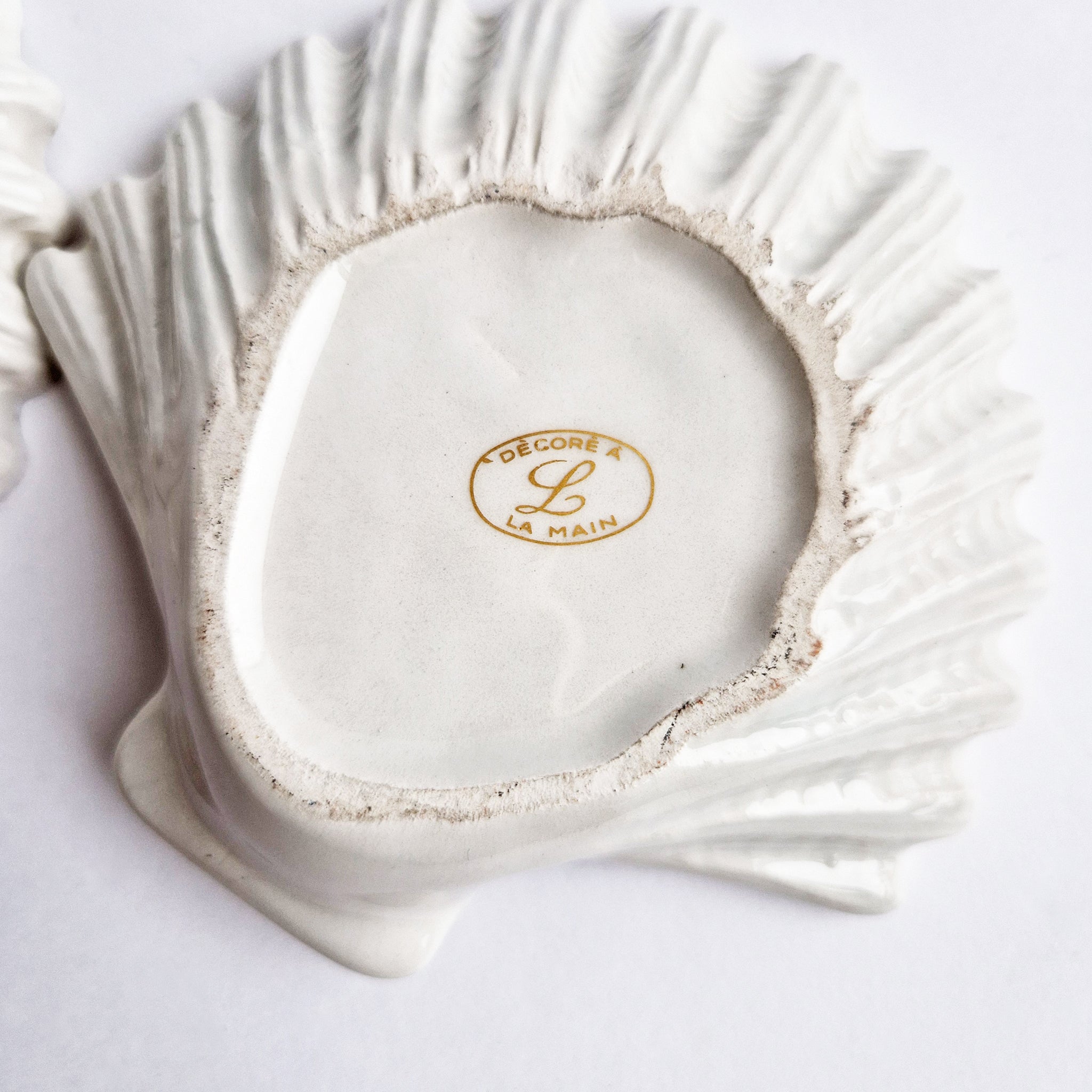 Mid-century ceramic shell trinket dish