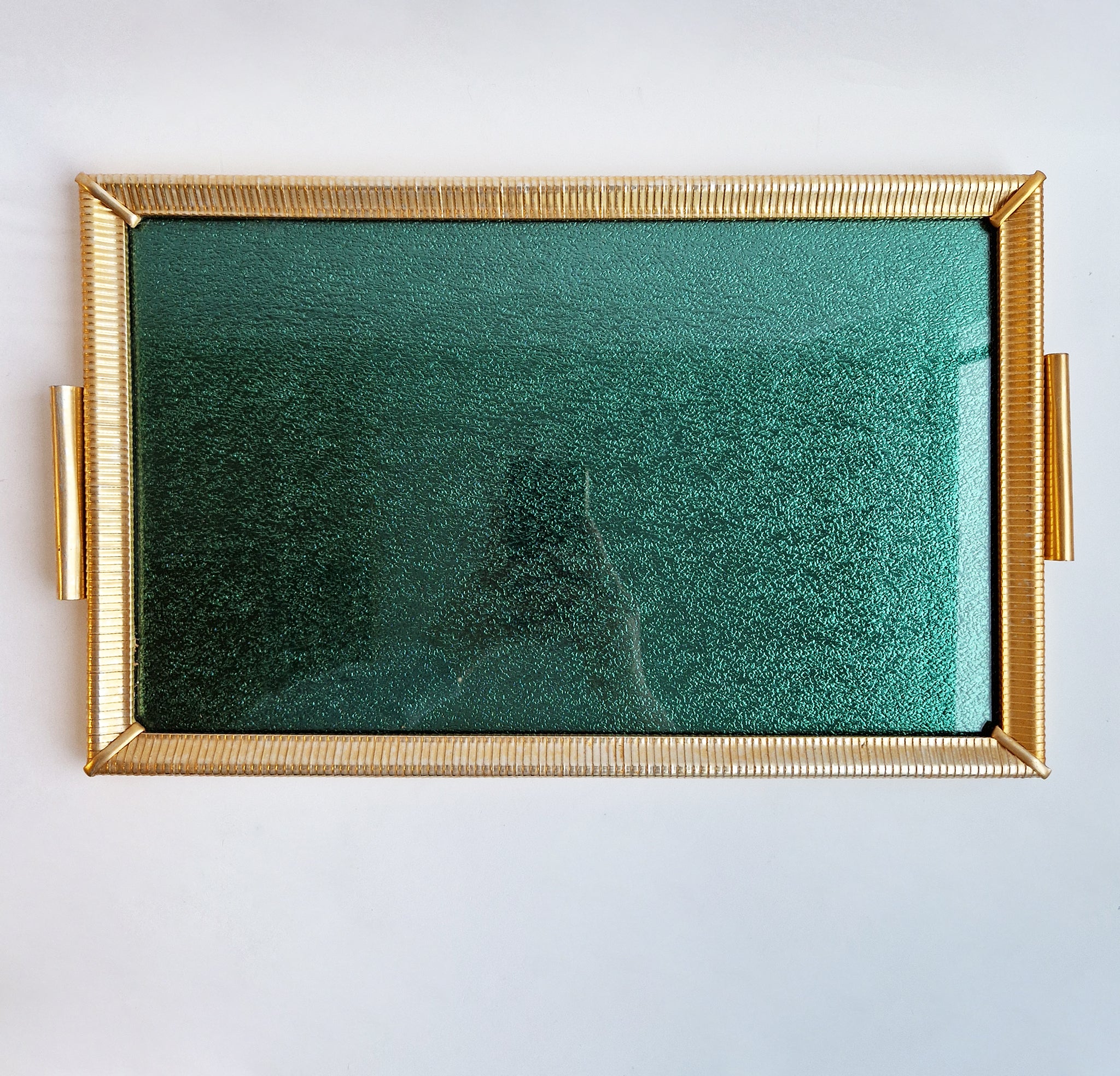 Mid-century Italian green glass tray