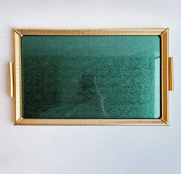 Mid-century Italian green glass tray