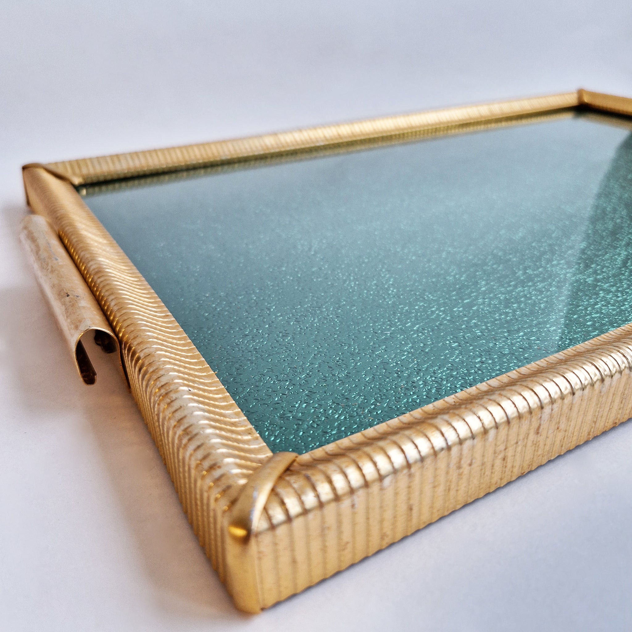 Mid-century Italian green glass tray