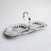 Mid-century antipasti crystal and stainless steel dish