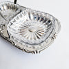 Mid-century antipasti crystal and stainless steel dish