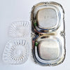 Mid-century antipasti crystal and stainless steel dish