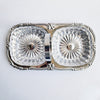 Mid-century antipasti crystal and stainless steel dish