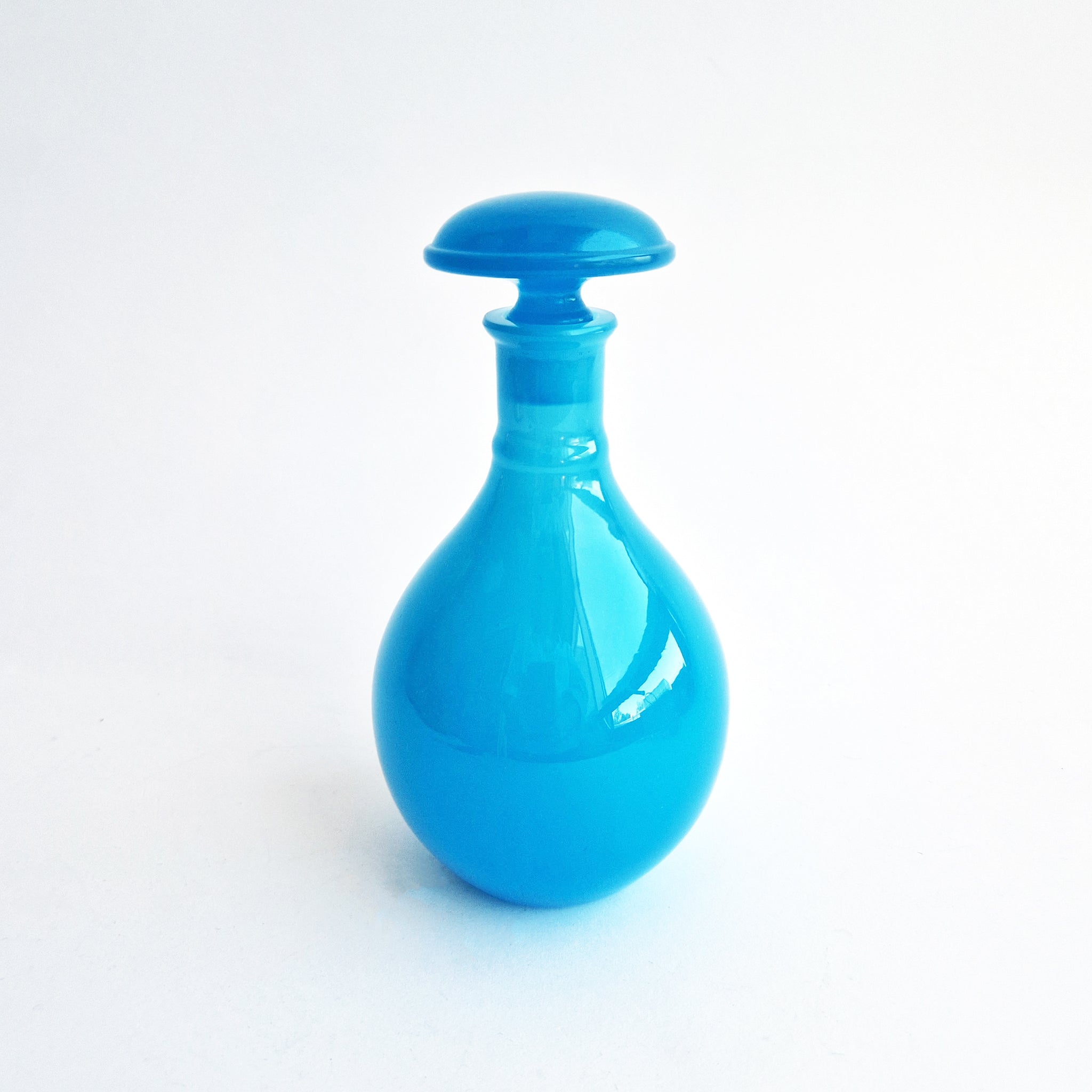 Vintage Italian opaline blue glass bottle