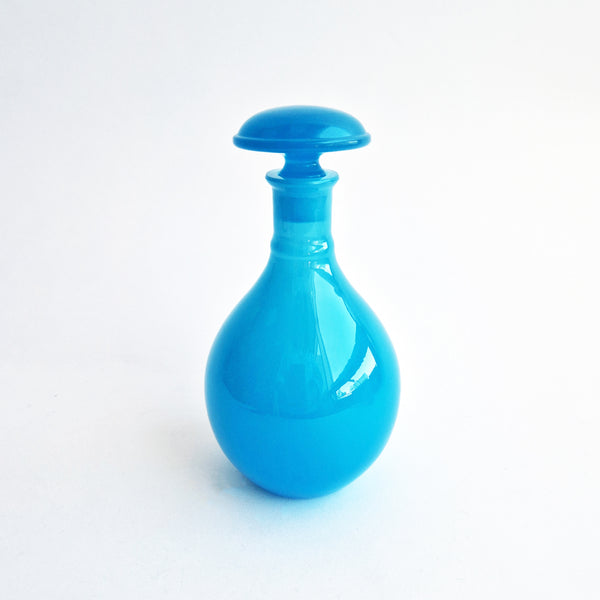 Vintage Italian opaline blue glass bottle