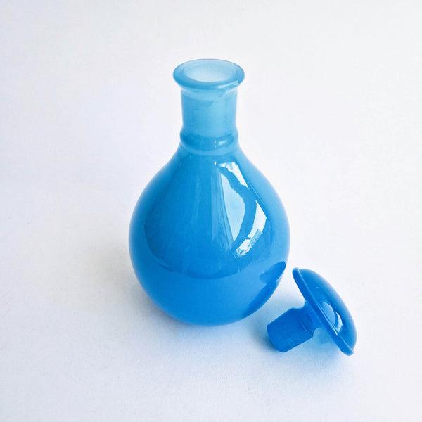 Vintage Italian opaline blue glass bottle
