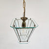 Mid-century Italian etched glass and brass lantern