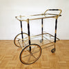 Mid-century Italian wood and brass serving trolley