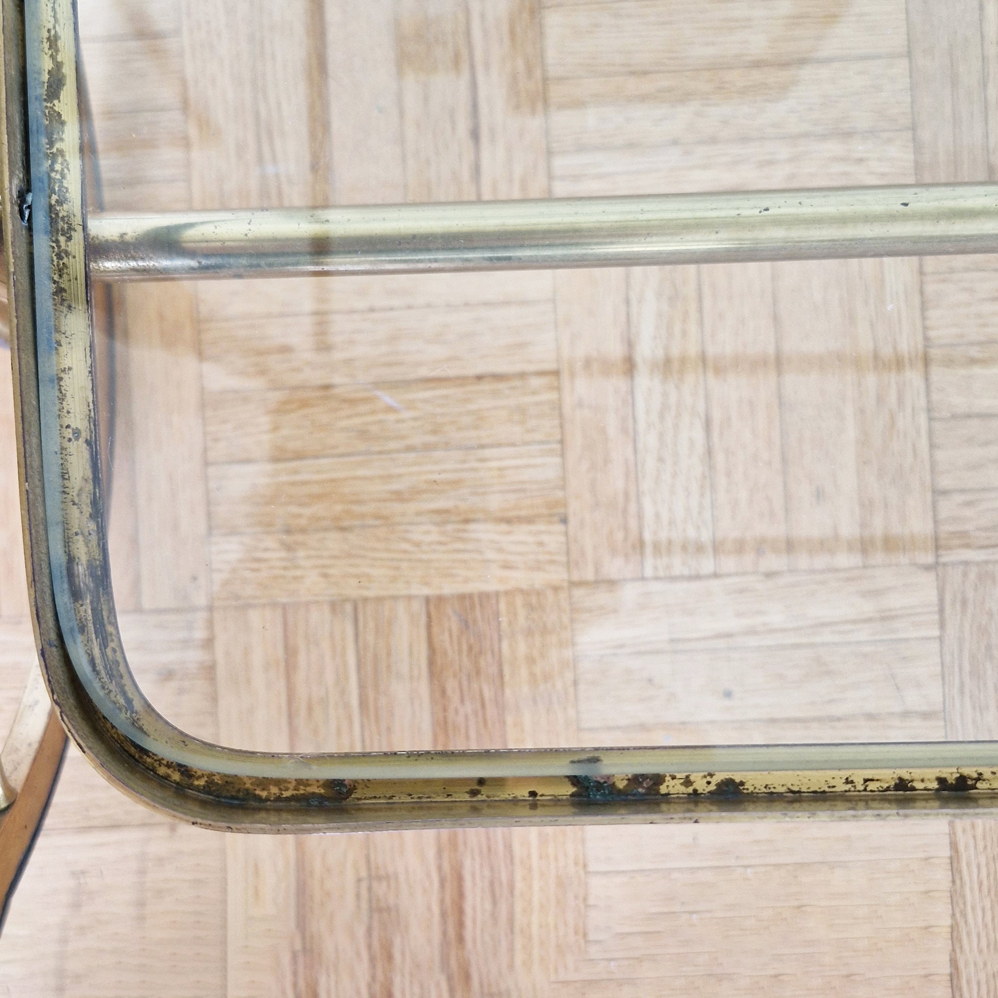 Mid-century Italian wood and brass serving trolley