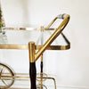 Mid-century Italian wood and brass serving trolley