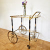 Mid-century Italian wood and brass serving trolley