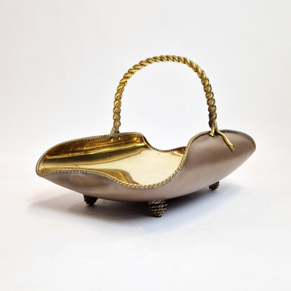 Mid-century Italian brass basket with handle