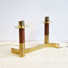 Mid-century Italian brass and wood candle holder