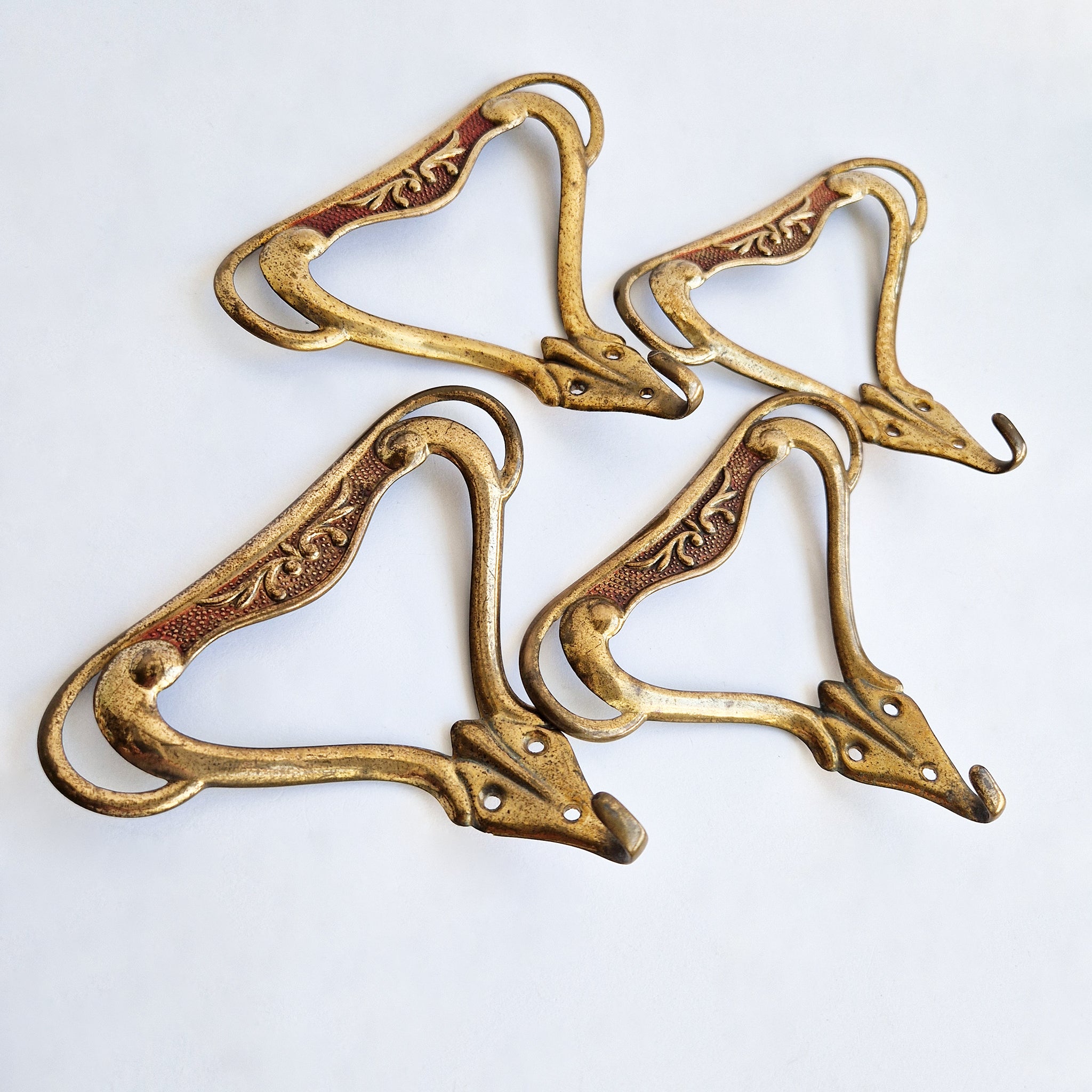 Mid-century Italian brass and enamel wall hooks (Sold separately)