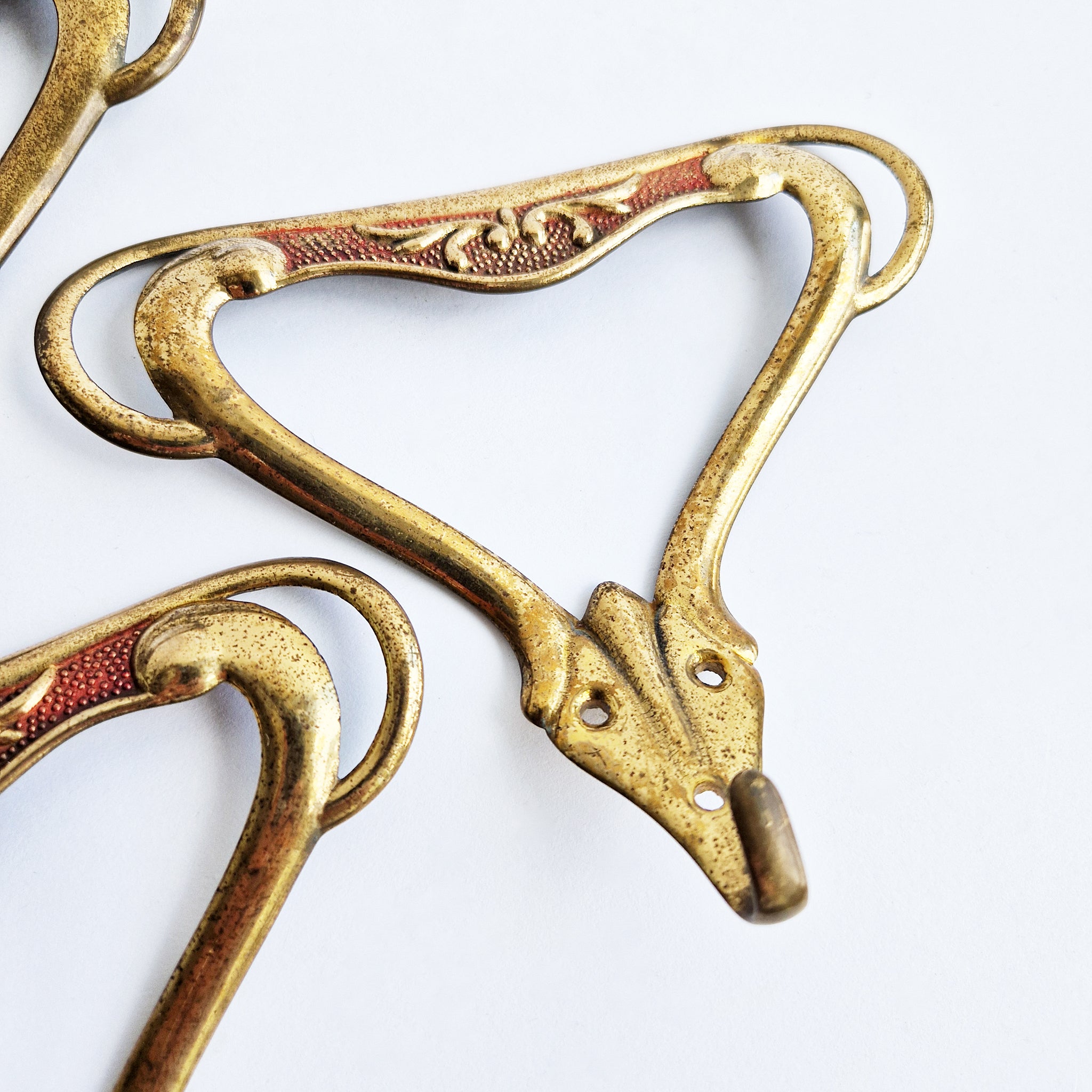 Mid-century Italian brass and enamel wall hooks (Sold separately)