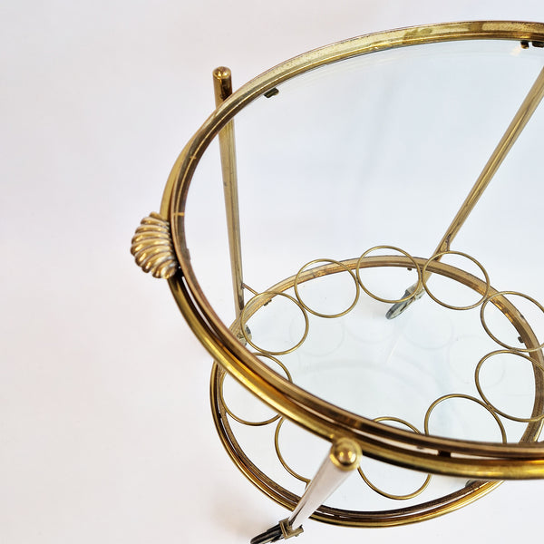 Mid-century Italian brass oval serving trolley