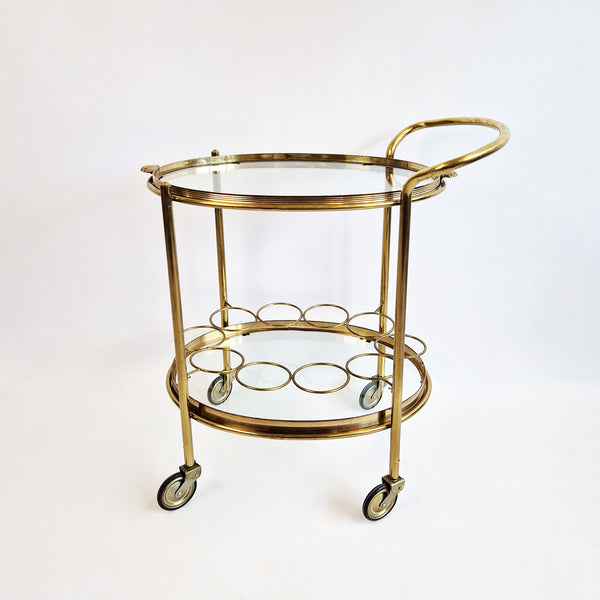 Mid-century Italian brass oval serving trolley