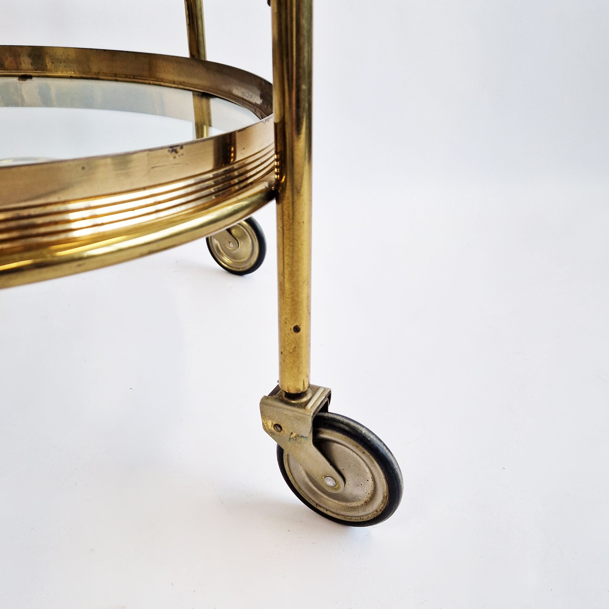 Mid-century Italian brass oval serving trolley