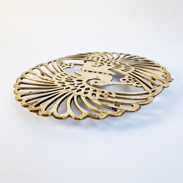 Vintage Italian brass peacock trivet