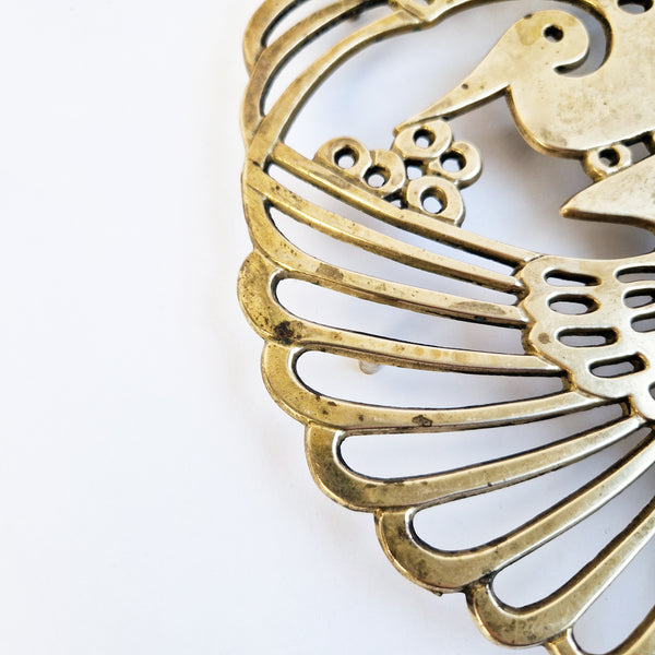 Vintage Italian brass peacock trivet