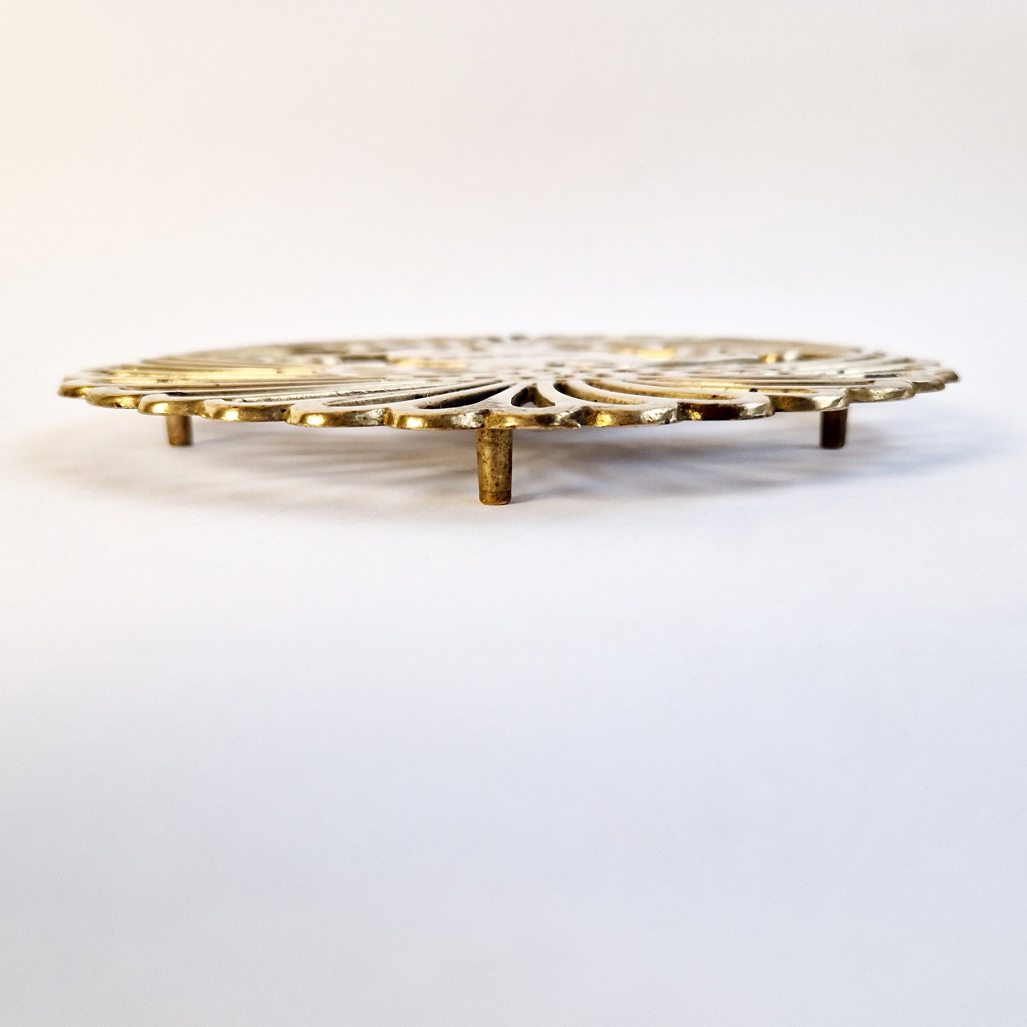 Vintage Italian brass peacock trivet