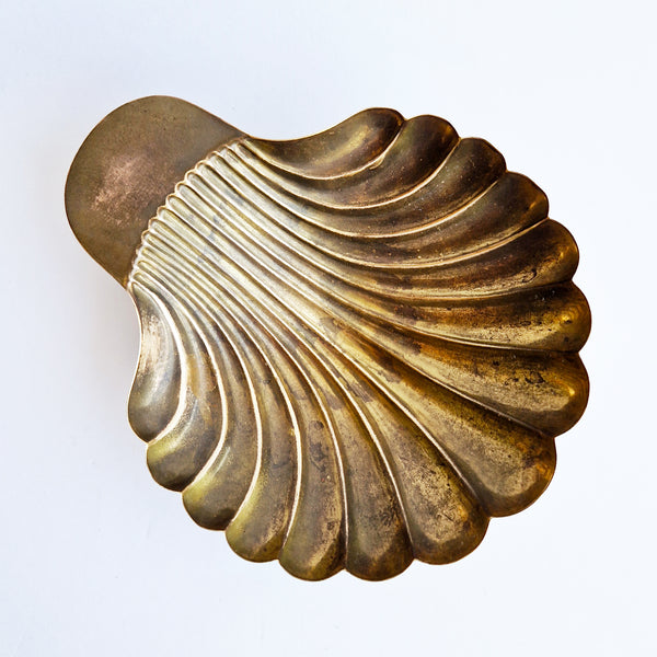 Mid-century Italian seashell brass dish